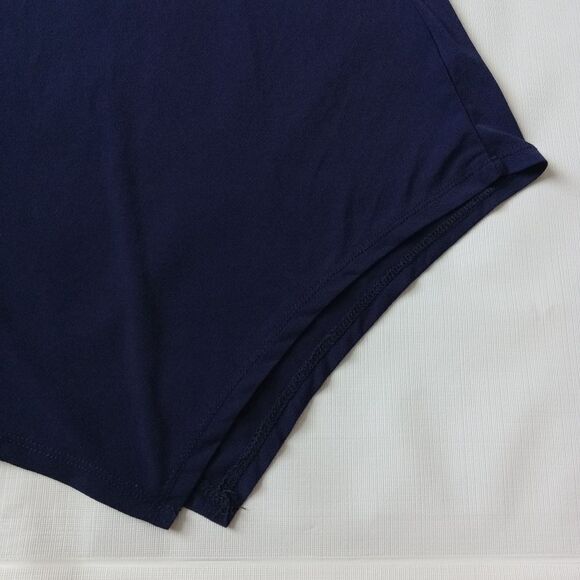 NY Collection Navy Blue Half Sleeve Asymmetrical Stretchy Blouse Women's Large - Picture 10 of 12